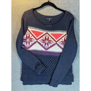 Y2K! American Eagle Outfitters Modern Fairaisle Sweater Navy Wool Blend Women M